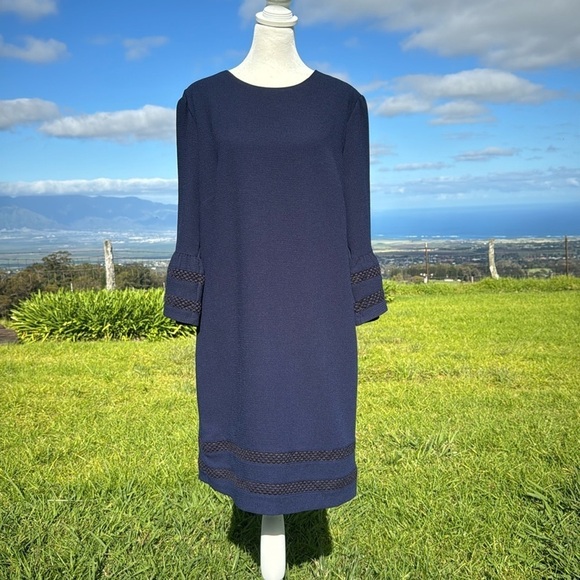 NWT Banana Republic Navy Sheath Knee length Dress 14 - Picture 1 of 7